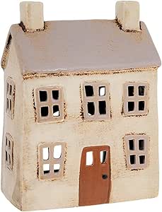 Village Pottery Ceramic Beige House Tealight Candle Holder