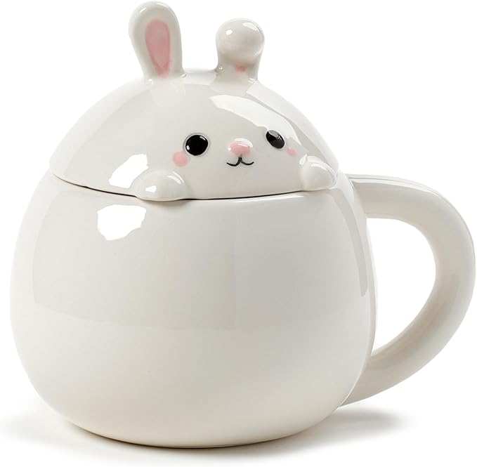 Peek-a-Boo Bunny Rabbit Mug with Lid