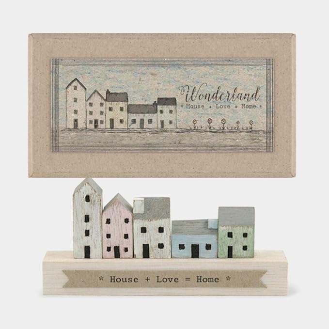 Wooden Figure Ornament - Little Street - House + Love = Home