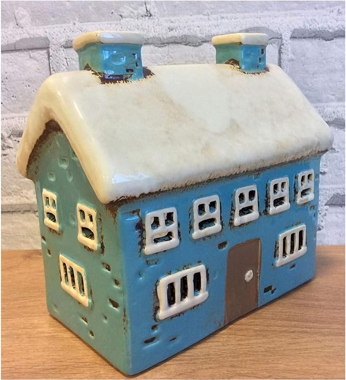 Village Pottery Blue House Tealight Holder