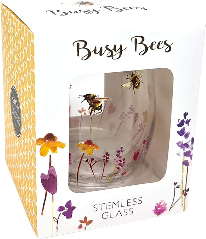 Busy Bees stemless gin glass in decorative gift box by The Leonardo Collection