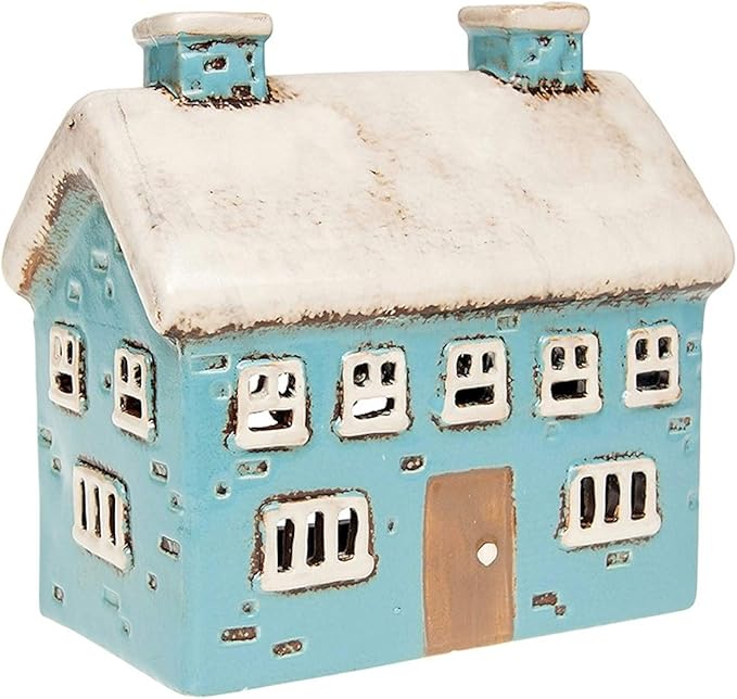 Village Pottery Blue House Tealight Holder