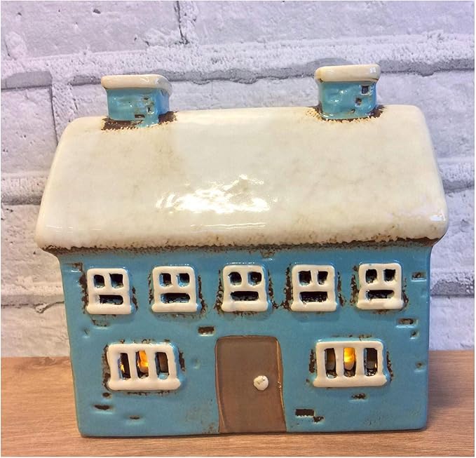 Village Pottery Blue House Tealight Holder