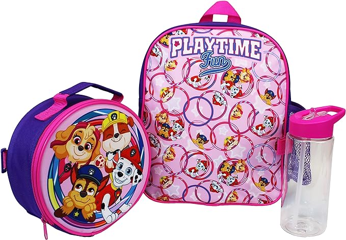 Pink and Purple Paw Patrol 3 Piece Set - Backpack, Lunch Bag and Water Bottle