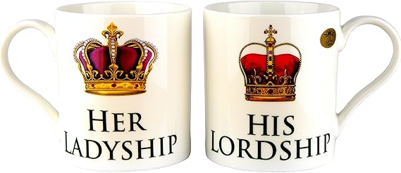 Full display of the pair – His & Her Lordship mugs together side-by-side
