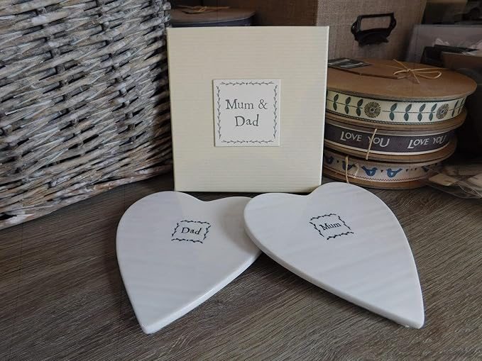 Heart Shaped Set of 2 Coasters - Mum and Dad