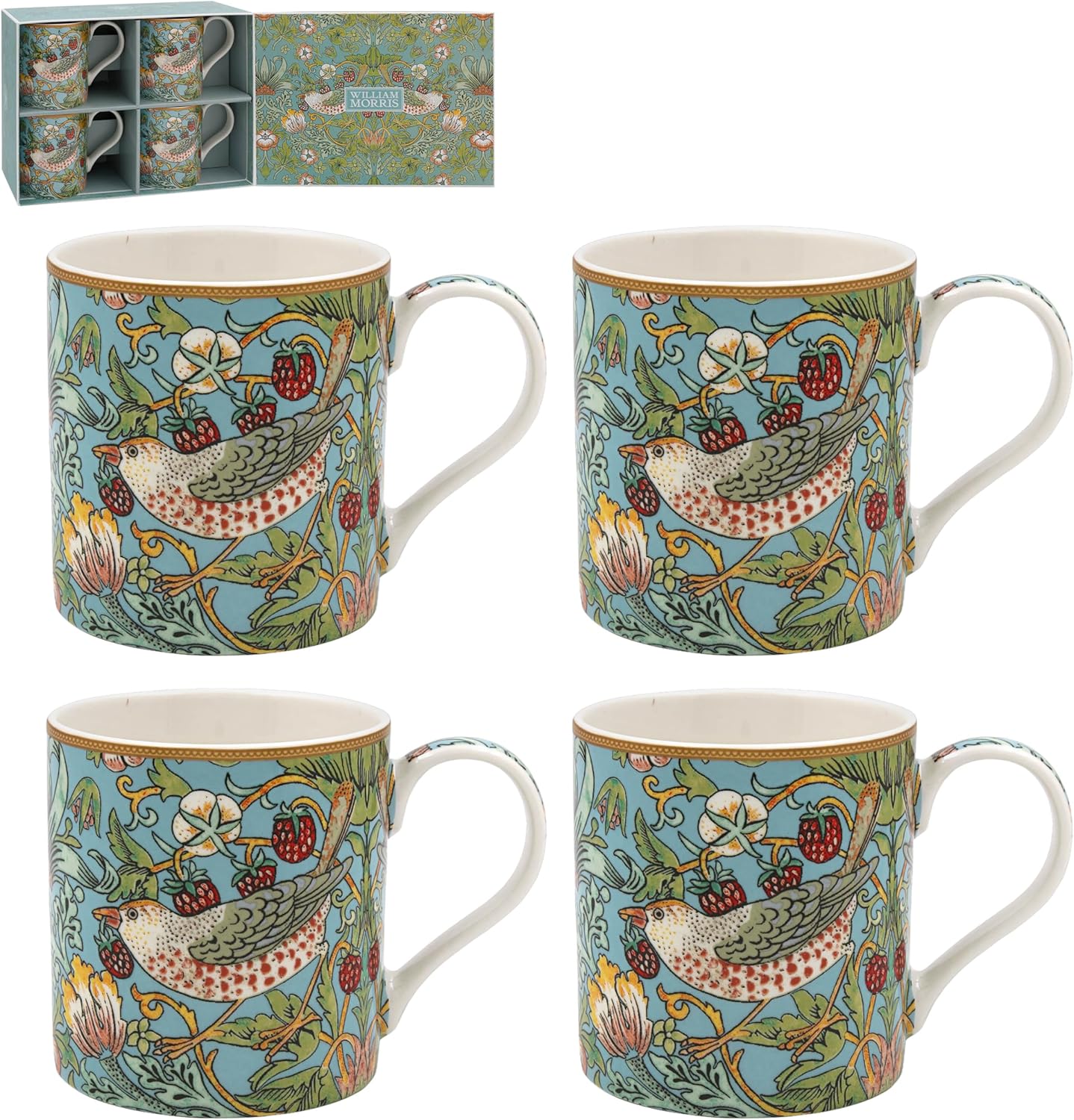 Strawberry Thief fine china tea mugs traditional floral design