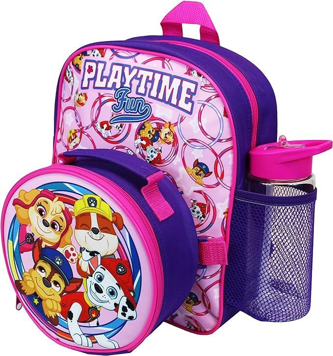 Pink and Purple Paw Patrol 3 Piece Set - Backpack, Lunch Bag and Water Bottle