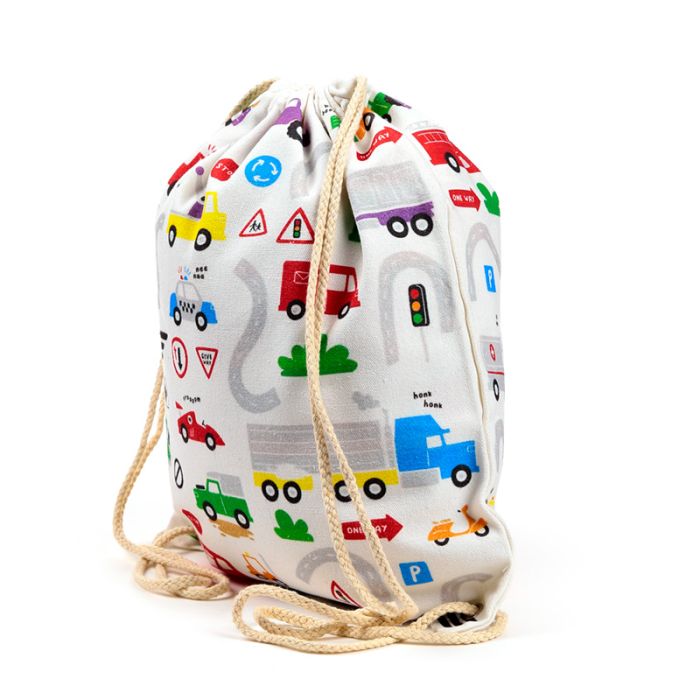 Little Motors Canvas Drawstring Bag
