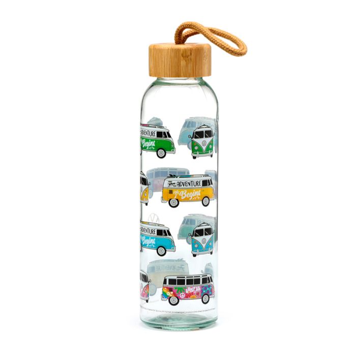 Volkswagen VW T1 Camper Bus Summer & Surf 500ml Glass Water Bottle