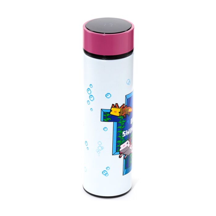 Puckator Minecraft Axolotl Hot & Cold Digital Thermometer Bottle