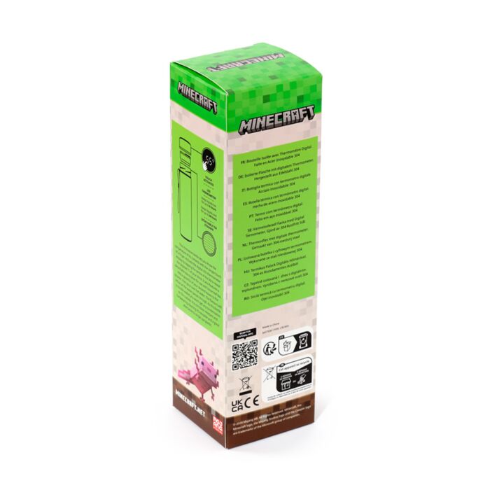 Puckator Minecraft Axolotl Hot & Cold Digital Thermometer Bottle