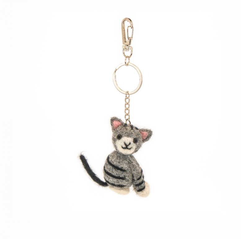 Sass & Belle cat felt keyring embroidered cute cat keychain