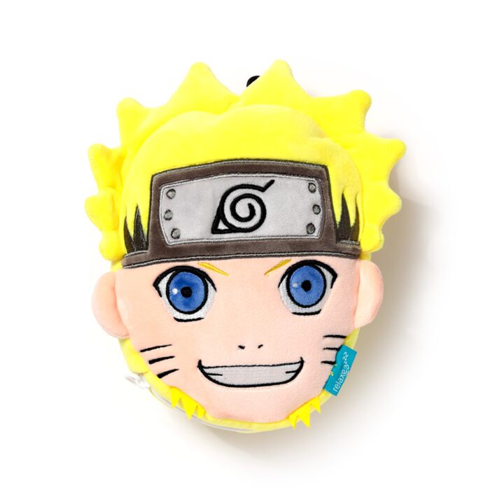 Naruto travel pillow with hidden eye mask detail