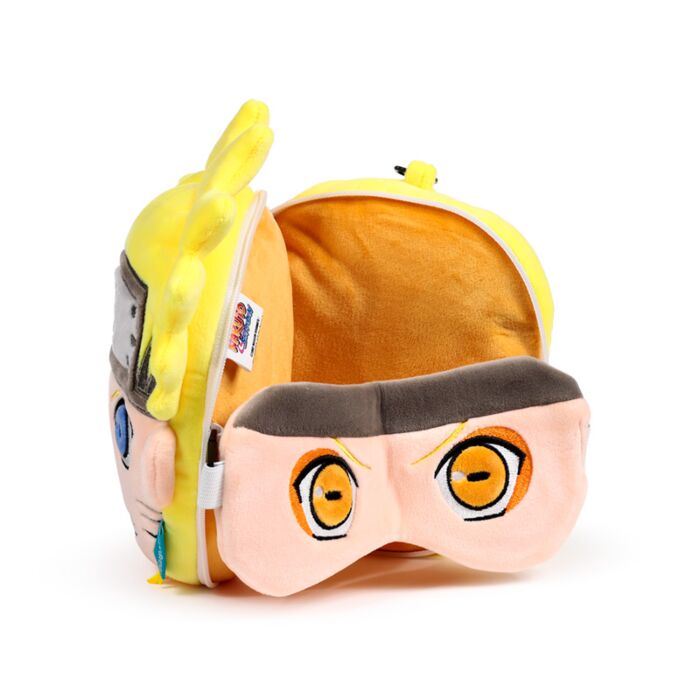 Plush Naruto face cushion transforming into pillow
