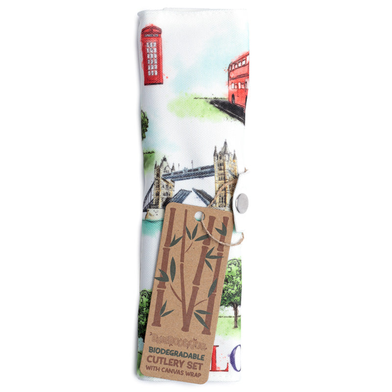 London Tour 100% Natural Bamboo Cutlery 6 Piece Set