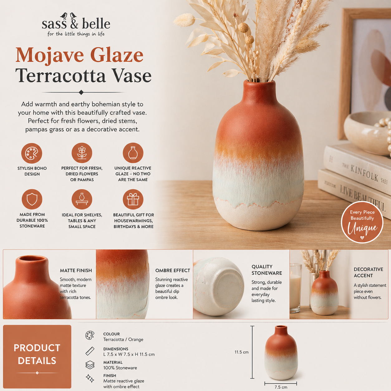Mojave Glaze Terracotta Vase