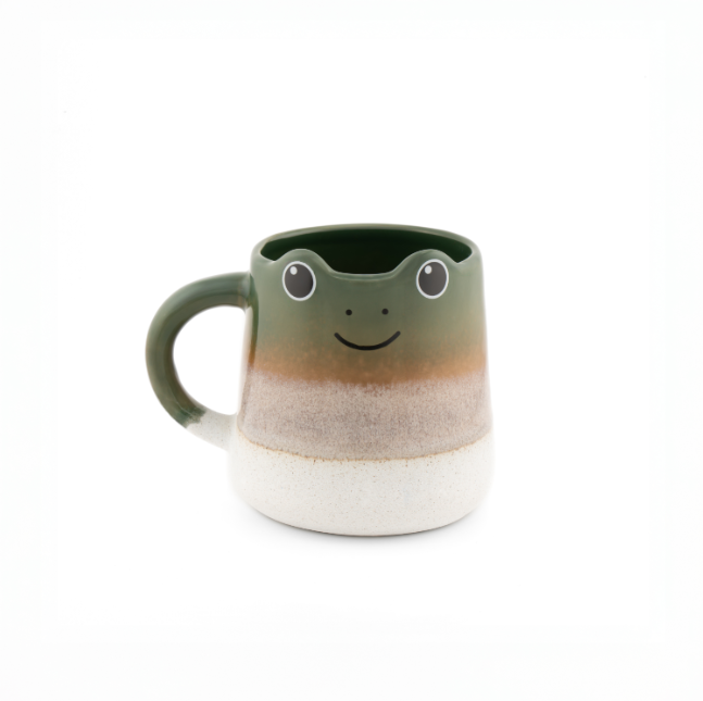 Cute frog face mug with reactive glaze finish