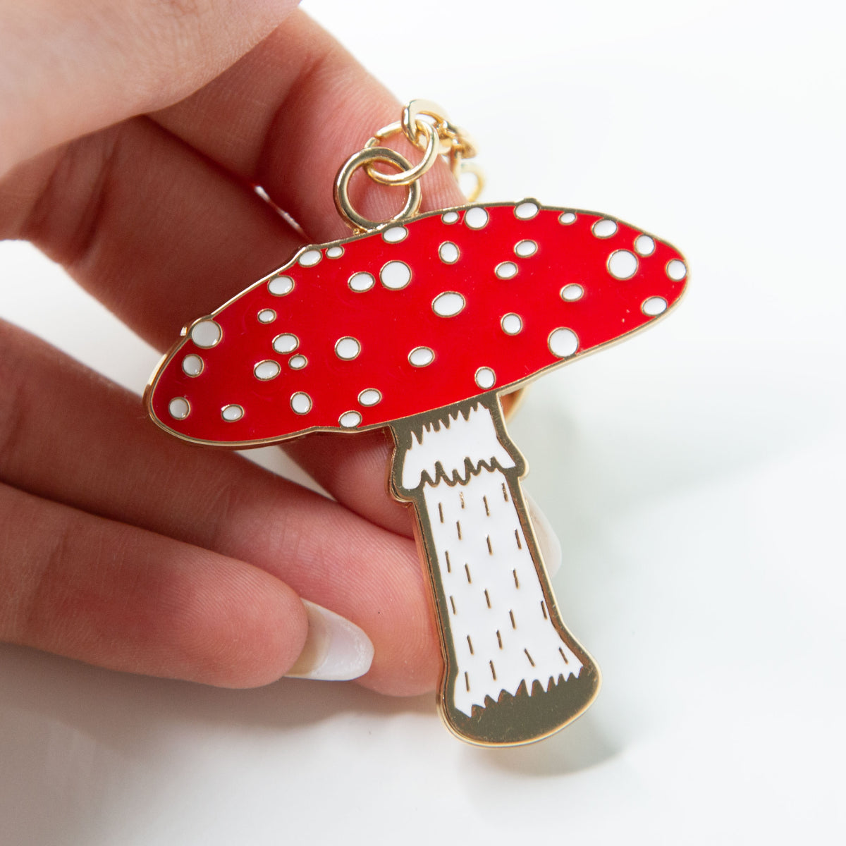 Vintage Mushroom Enamel Keyring