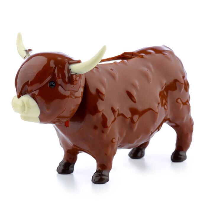 Back and side view of Highland Cow toy figure