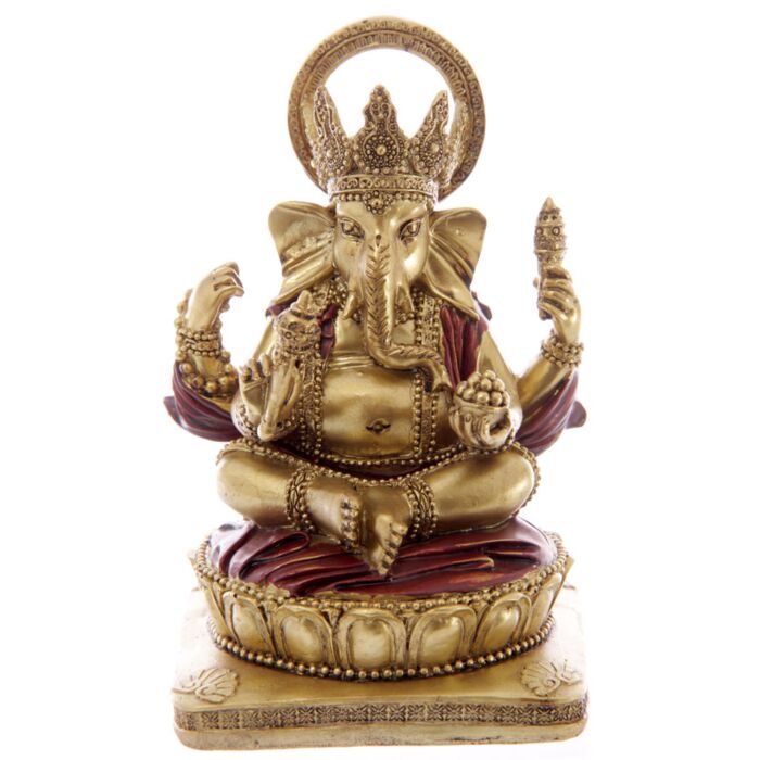 Gold & Red Ganesh Statue