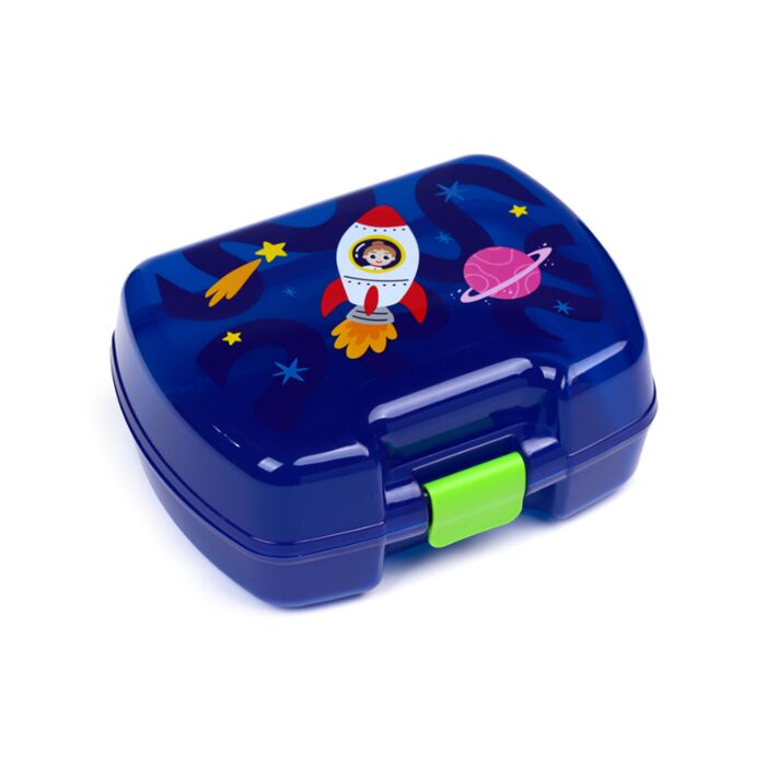 BPA-free food container for school with fun space illustrations