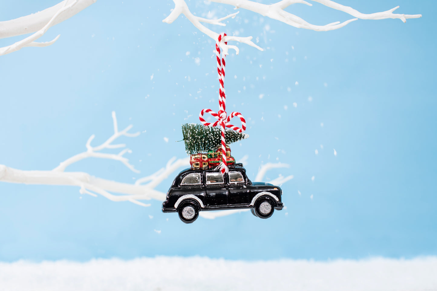 Black Cab Christmas Ornament Hanging on Tree – Sass & Belle London Bauble