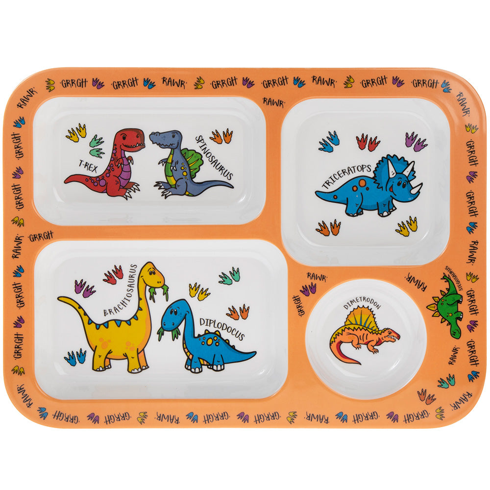 Kids dinosaur melamine tray with 5 sections