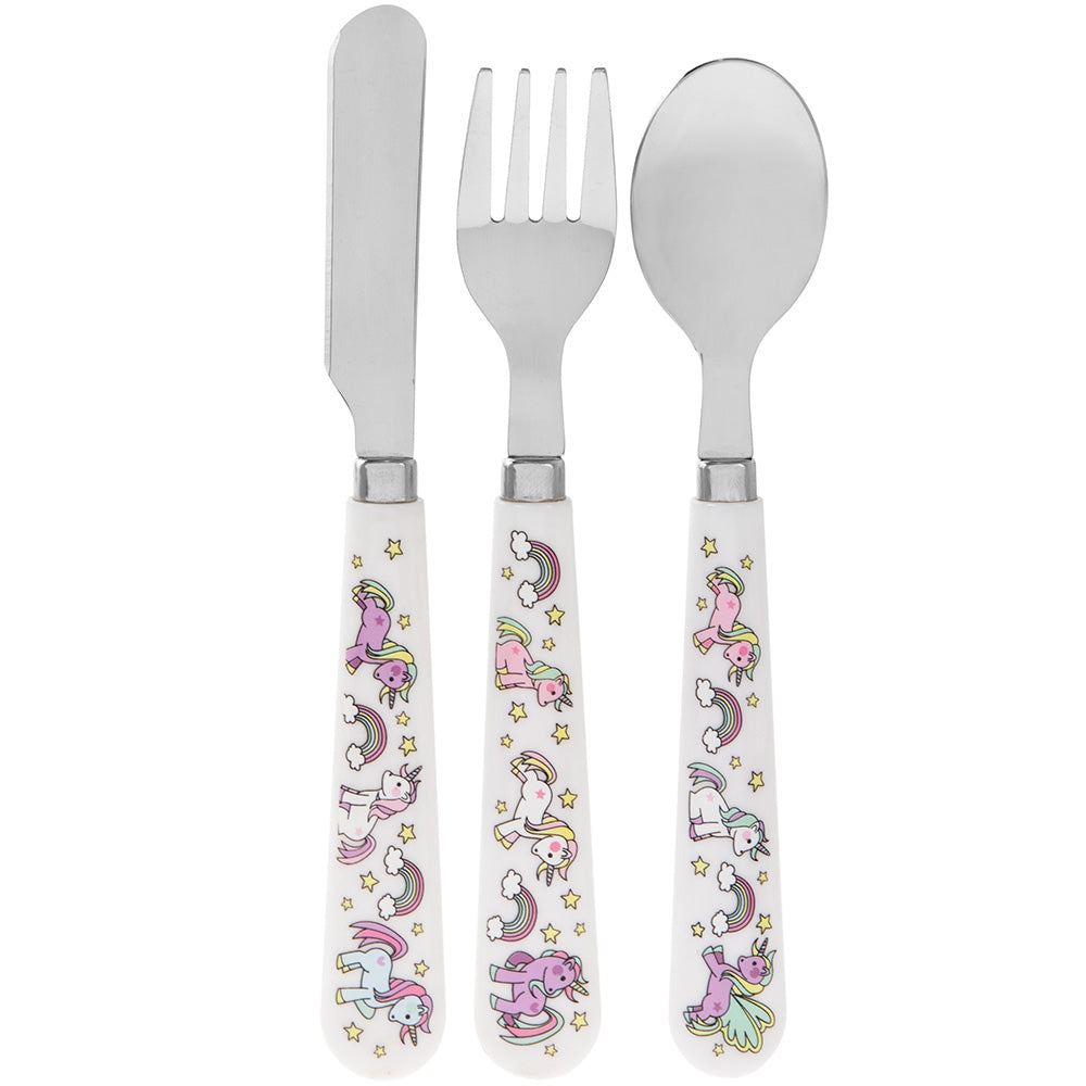 Lesser & Pavey Little Stars Unicorn Cutlery Set – 3 piece kids knife, fork and spoon.
