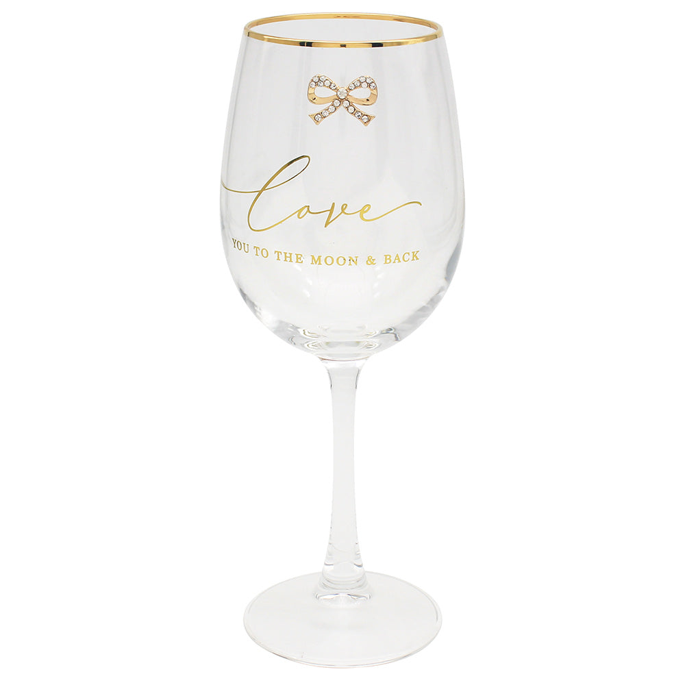 "Love you to the moon and back" Wine Glass