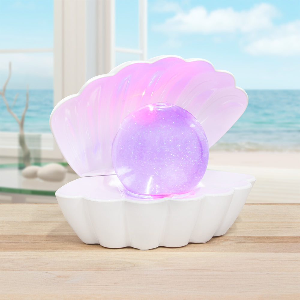 White glitter pearl seashell colour changing lamp by Lesser & Pavey
