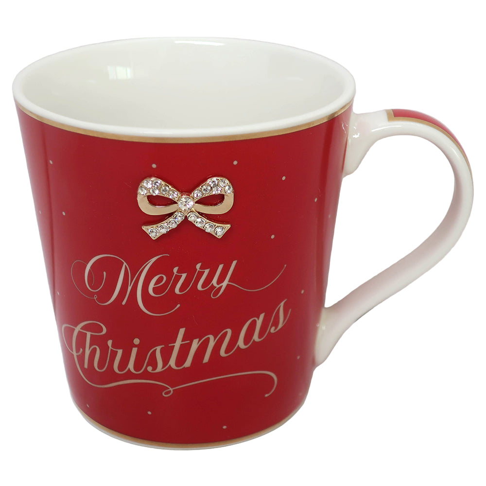 Lesser & Pavey Merry Christmas ceramic mug with festive bow design – 300ml