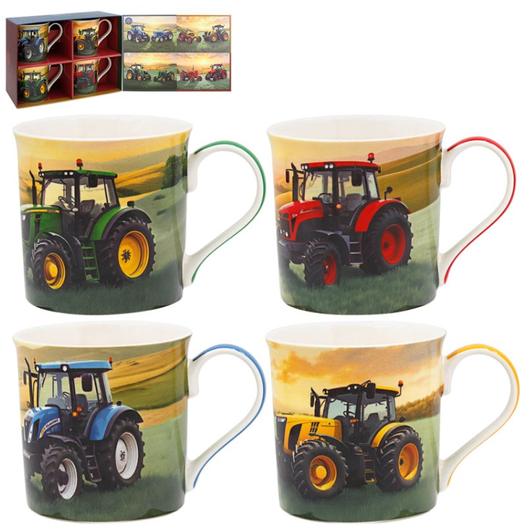 Leonardo Collection tractors mugs set of 4 fine china coffee cups