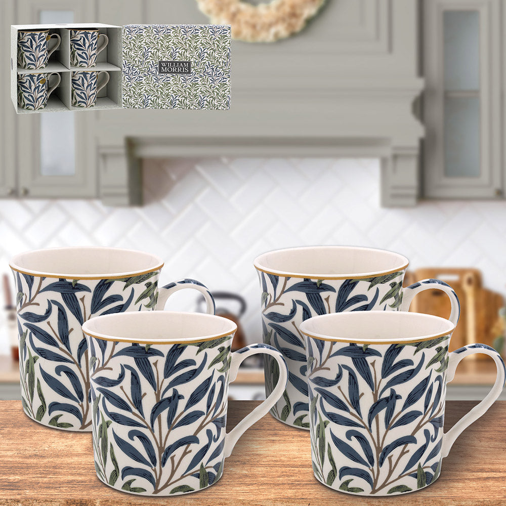 Close-up of Willow Bough mug design – elegant fine china cup