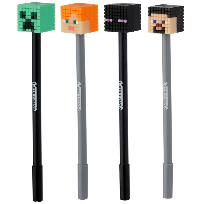 Set of 4 Minecraft Fine Tip Pens with Silicone Topper