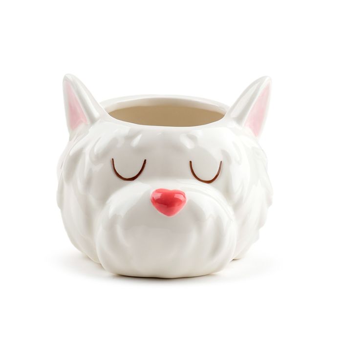 Westie Dog Head Shaped Ceramic Indoor Freestanding Planter/Plant Pot