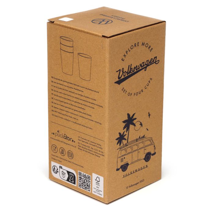 Volkswagen VW T1 Camper Bus Explore More Set of 4 RPET Picnic Cups