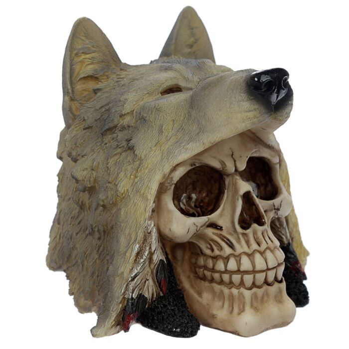 Skull with Wolf Head Decoration