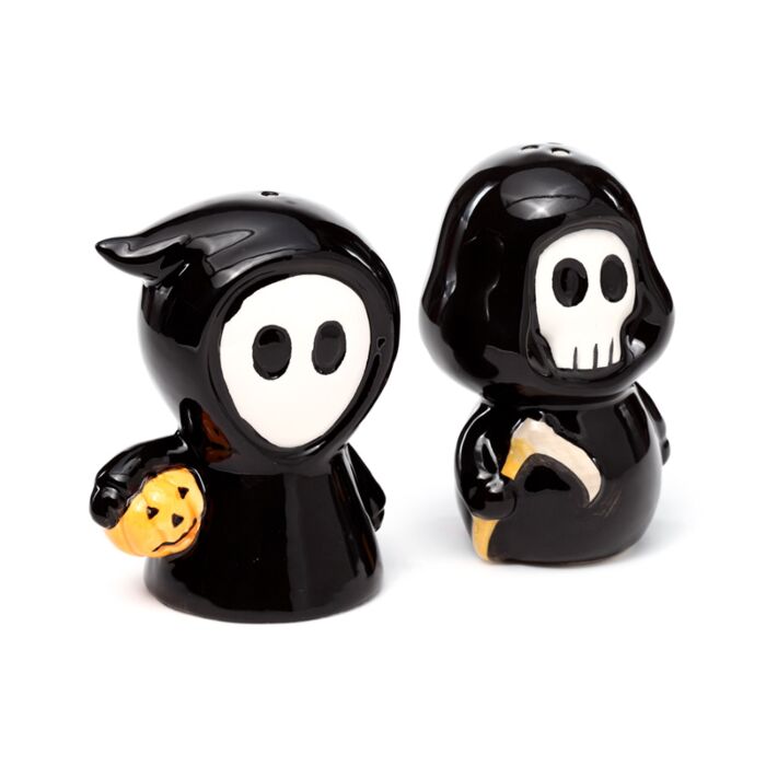 Skull Boy & Ghost Boy Ceramic Salt & Pepper Shakers