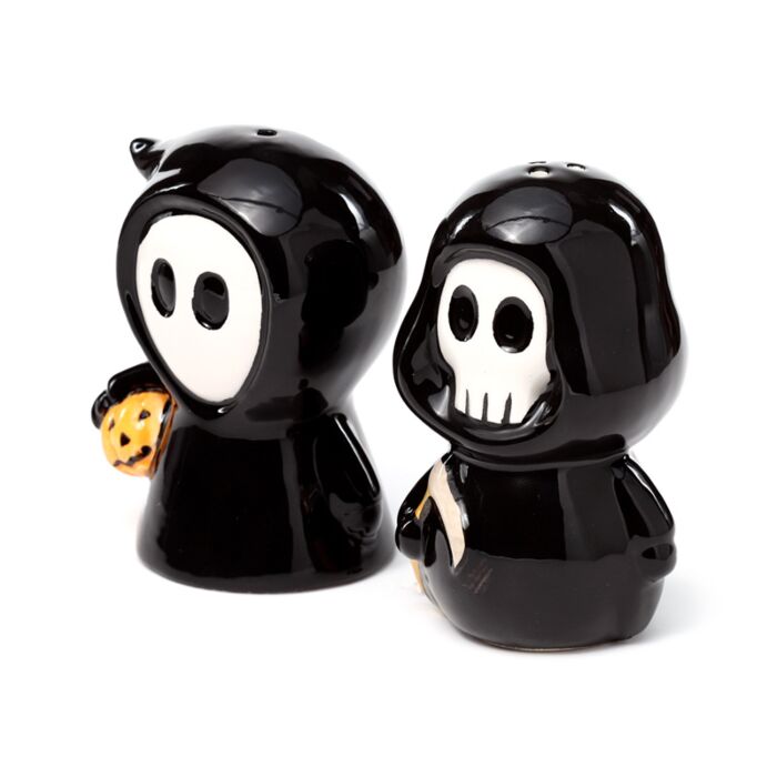 Skull Boy & Ghost Boy Ceramic Salt & Pepper Shakers