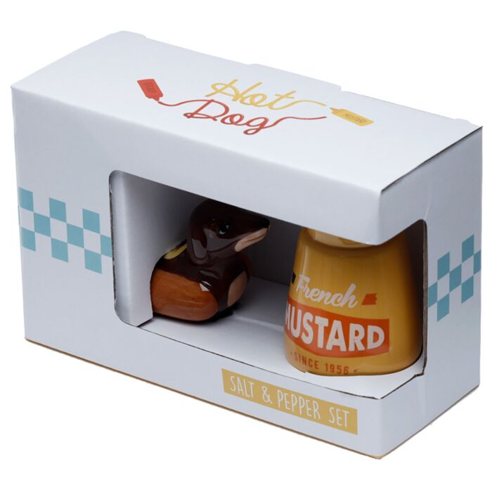 Puckator Sausage Dog in a Bun & Mustard Salt & Pepper Set