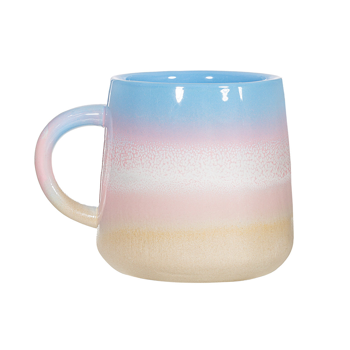 Stoneware ombre mug with pink and blue gradient glaze