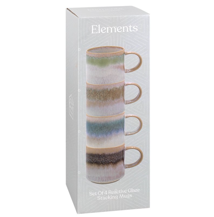 Lesser & Pavey Elements Reactive Glaze Stack Mugs Set of 4