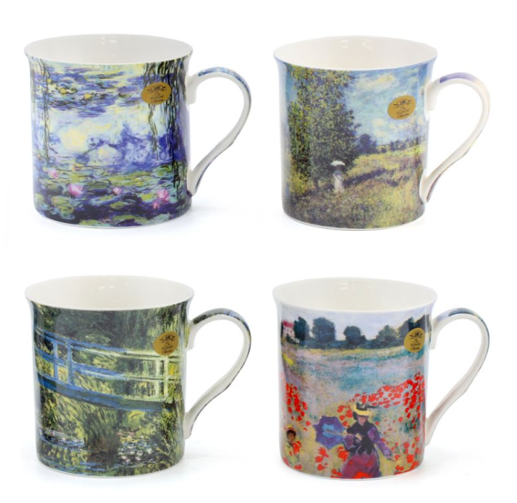 Claude Monet Impressionist Art Mugs – Poppy Field, Water Lilies & more designs.