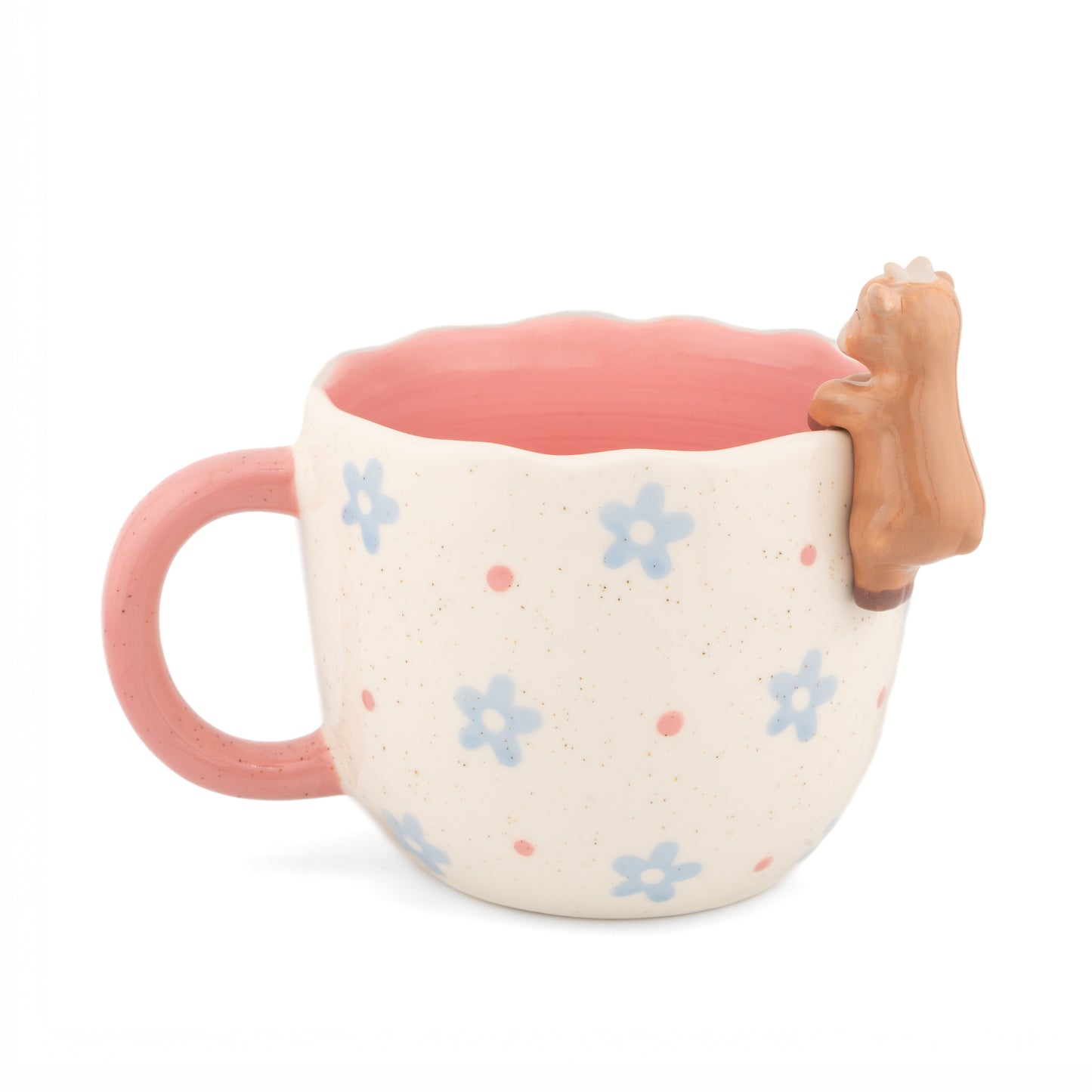 Sass and Belle peeking goat mug 360ml pink floral mug