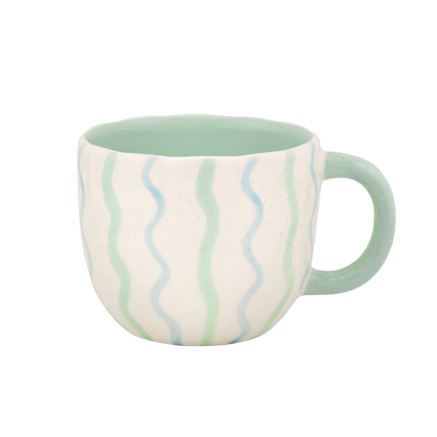 Sass & Belle Surprise Penguin Mug with pastel wave pattern and mint handle