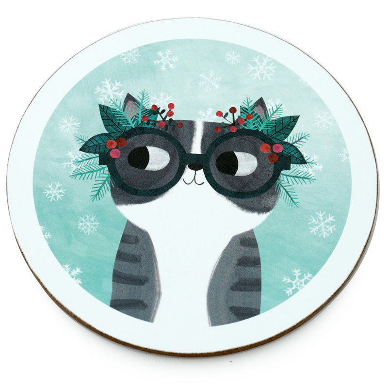 Puckator Angie Rozelaar Planet Cat Xmas Porcelain Mug & Coaster Set