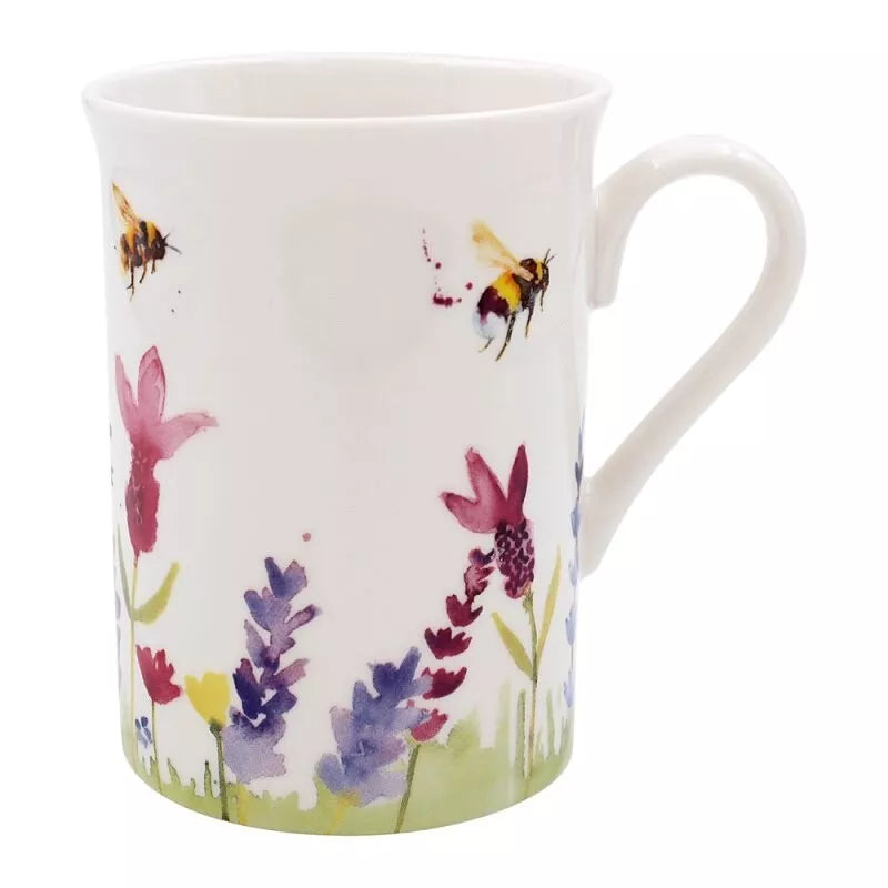 Ceramic coffee mug with floral lavender and bumblebee design – Jennifer Rose Gallery by Lesser & Pavey
