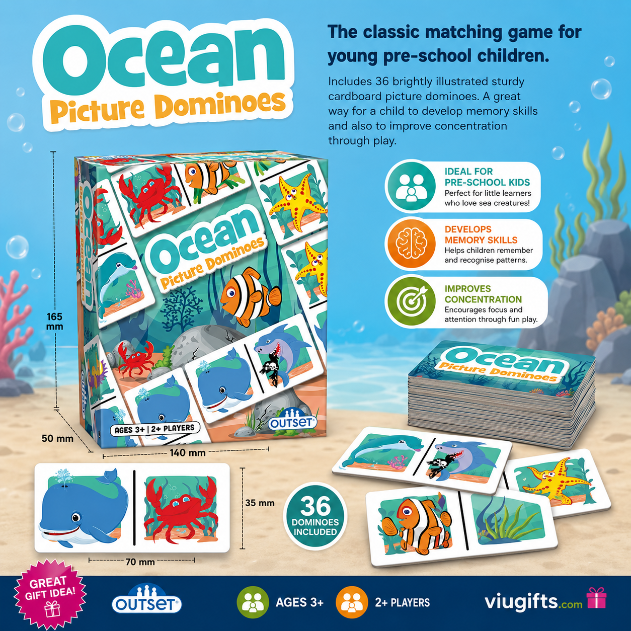 Outset Ocean Picture Dominoes educational matching game for kids