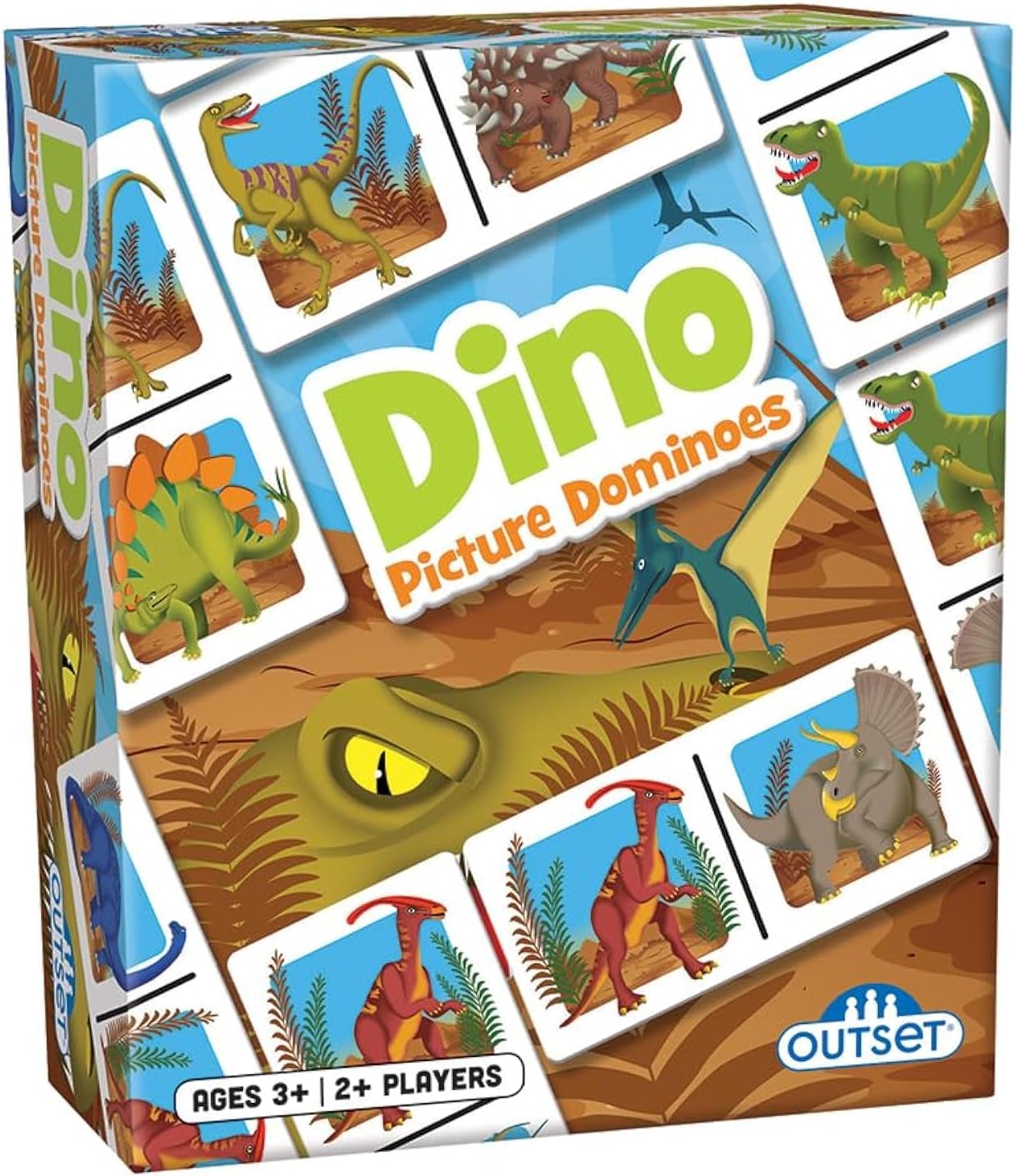 Children’s dinosaur dominoes game with colourful illustrations